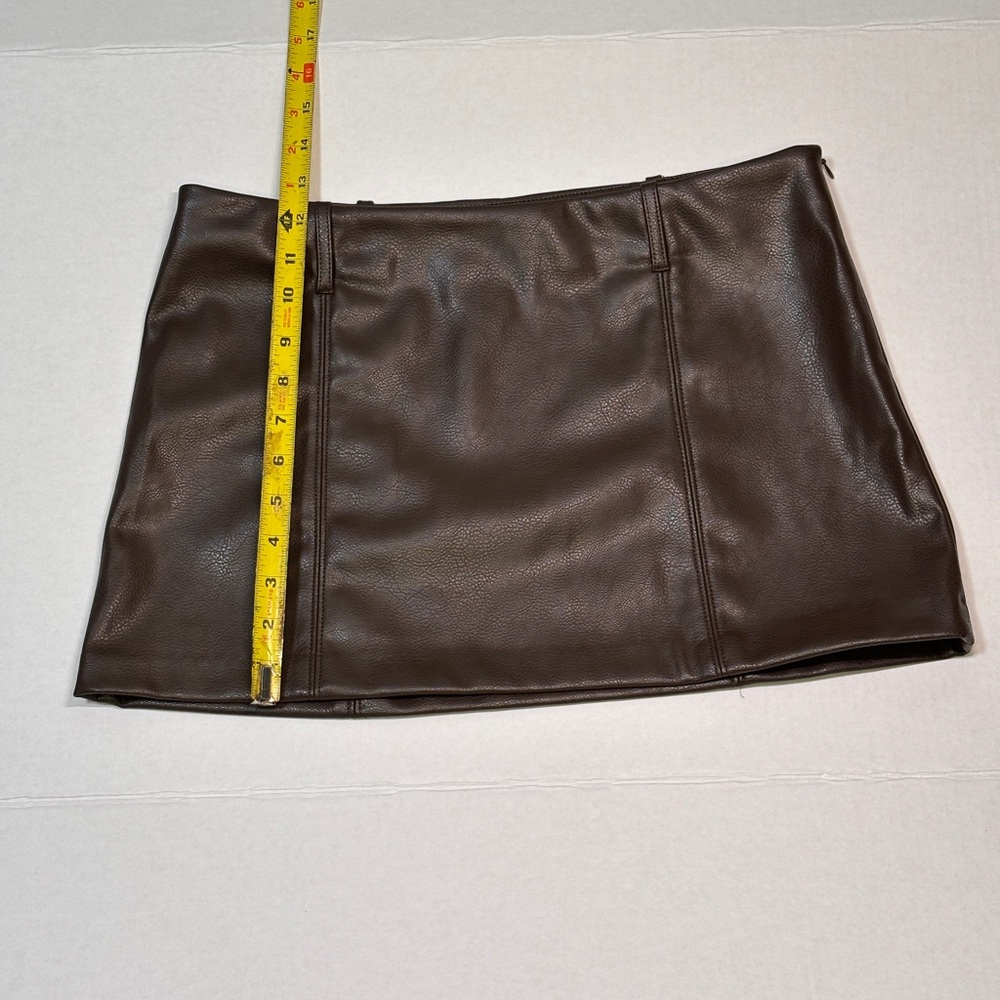 SOLD Chocolate Brown Vegan Leather Microskirt - Picture 5 of 5